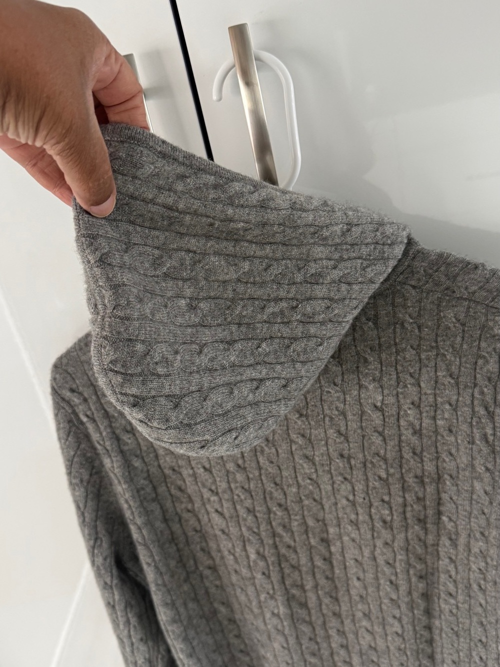 Sutton Studio Gray Cable-Knit Zip Hoodie - Picture 6 of 9
